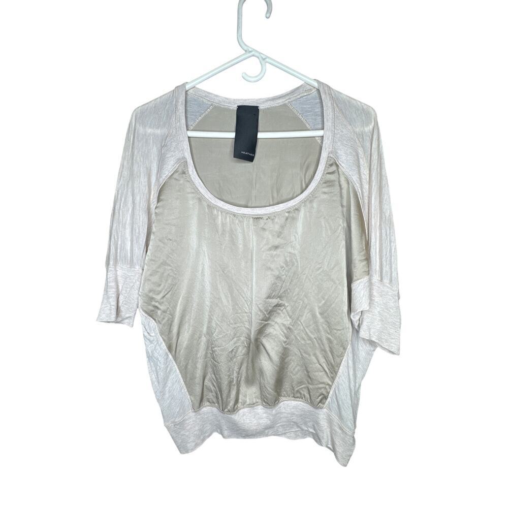 Heather Women’s Large 3/4 Dolman Sleeve Top Cream Silk Modal Blend Lightweight